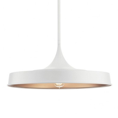 Elias 22" Modern Black and White Drum Pendant with Gold Interior