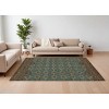Green Blue and Brown Floral Hand Knotted Area Rug - 2 of 4