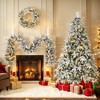 KWPZQEB 3 Pcs Flocked Artificial Christmas Tree Set with Snow Flocked Wreath, Xmas Snow Garland and Snow Xmas Tree, Artificial Xmas Decor for Indoor - 2 of 4