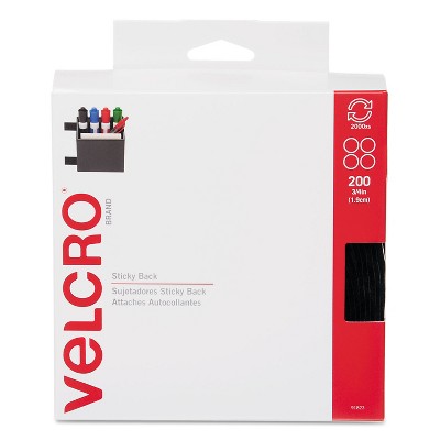 Velcro Sticky-Back Fasteners 3/4" dia. Coins Black 200/BX 91823