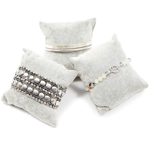 Gray Velvet Bracelet Wristwatch Jewelry Pillow Cushion Display Showcase 5Pcs 