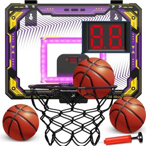 Mini Basketball Hoop Over Door with Electronic Scoreboard Indoor Sport Toy for Boys Ages 5-10 - 1 of 4