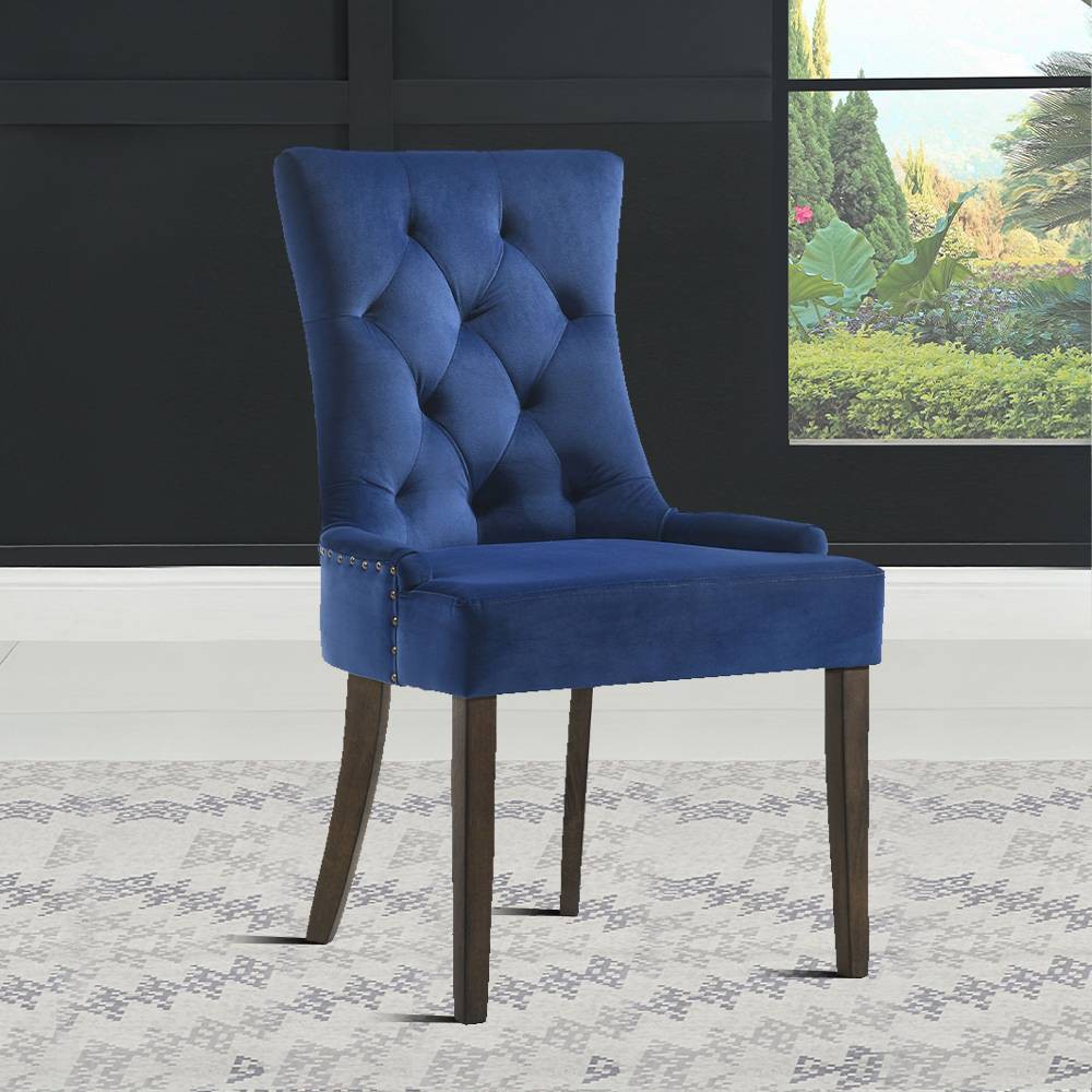 Photos - Chair 22" Farren Accent  Blue Velvet/Espresso Finish - Acme Furniture