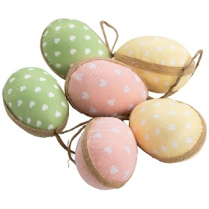 Northlight Fabric Pastel Easter Egg Ornament Decorations - 5.75" - Set of 6 - 1 of 4