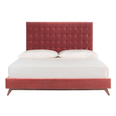 Queen Tsarina Velvet Tufted Bed Dusty Rose - Safavieh