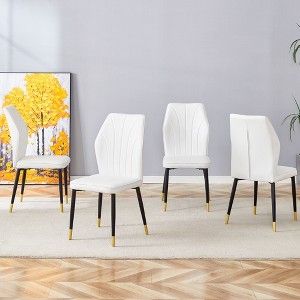 NicBex 4-Piece Modern Dining Chairs Set, Comfy Upholstered Seats, Stylish Patterned Backrest & Sturdy Metal Legs for Kitchen/Office/Bedroom - 1 of 4