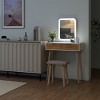 ELECWISH 31.5" Wood Vanity Desk Set with LED Mirror & Stool - 3-Way Lighting, 2 Drawers, Soft-Padded Seat - 3 of 4