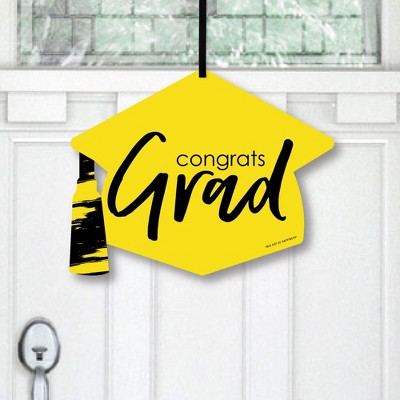 Big Dot of Happiness Yellow Grad - Best is Yet to Come - Hanging Porch Yellow Graduation Party Outdoor Decorations - Front Door Decor - 1 Piece Sign