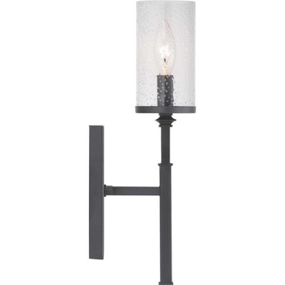 Gresham Transitional Farmhouse 16" Wall Bracket with Seeded Glass, Graphite Finish