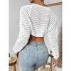 Womens Bolero Cropped Crochet Shrug Sweater Knit Cardigans with Lantern Sleeve Drop Shoulder Knit Bolero Sweater - 2 of 4