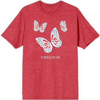 Americana Freedom Butterflies Men's Red Heather T-Shirt