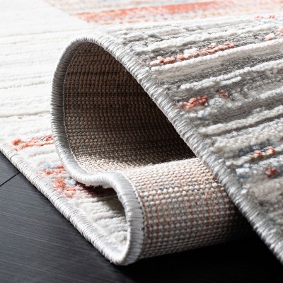 Elysian Ivory & Rust 93" Round Synthetic Area Rug