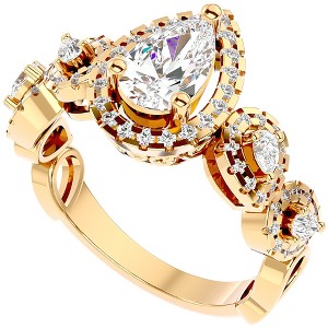 Pompeii3 1 1/2Ct Diamond & Moissanite Halo Engagement Ring in 10k Gold - 1 of 4