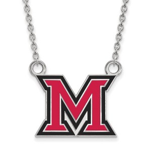 Black Bow Jewelry Sterling Silver Miami Redhawks NCAA Necklace 18 Inch - 1 of 4