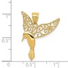 Black Bow Jewelry 14k Yellow Gold Filigree Hummingbird Pendant, 20mm (3/4 inch) - 4 of 4
