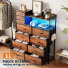 Dresser with Fabric Drawers with 11 Drawers for Storage Clothes,4 Side Pockets,Charging Station & LED Lights,Hooks,Shelves - 4 of 4