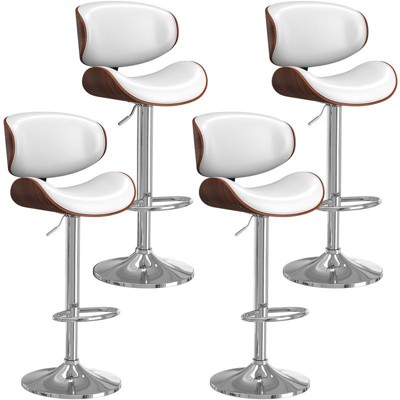 Gikpal Barstools, Adjustable Bentwood Barstools, Modern PU Leather Upholstered Bar Chair with Back and Footrest, for Bar, Dining Room