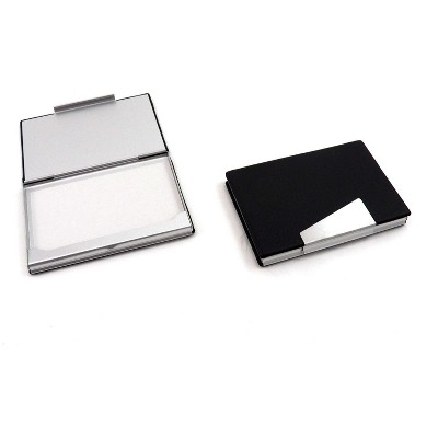 Bey-Berk Leather Business Card Case with Aluminum Trim Brown (D259B)