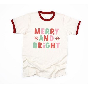 Simply Sage Market Women's Retro Merry and Bright Stars Short Sleeve Ringer Tee - 1 of 3