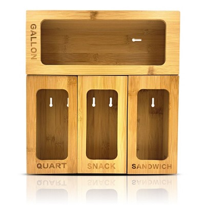 Natural Bamboo Ziplock Bag Organizer for Kitchen Drawer