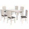 VECELO Farmhouse Style 7-Piece Dining Table Set for 6, Rubber Wood Table with 6 Upholstered Dining Chairs, Gray - 2 of 4