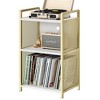 Record Player Stand with Storage, Farmhouse Turntable Stand Table with Sturdy Frame - 3 of 4