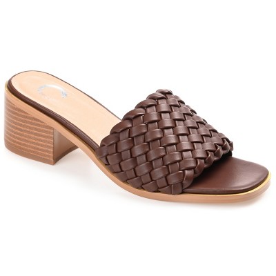 Journee Collection Womens Fylicia Open Toe Mid Stacked Heel Pumps