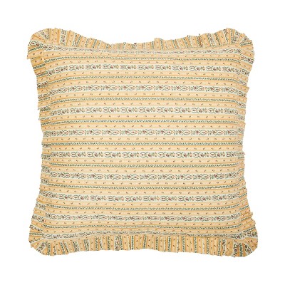 C&F Home 26" x 26" Yellow Floral Stripes Cotton Euro Sham - Machine Washable