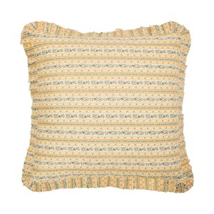 C&F Home 26" x 26" Yellow Floral Stripes Cotton Euro Pillow Sham w/ Ruffled Flange, All Seasons - 1 of 2