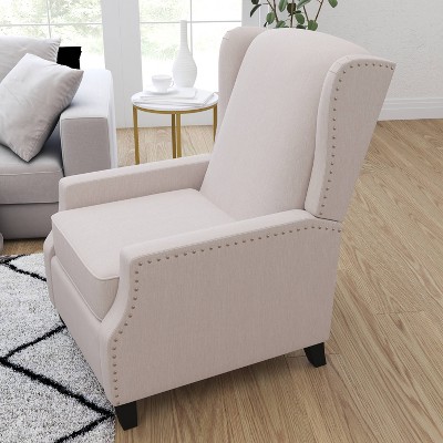 Contemporary Pushback Recliner with Accent Nail Trim Fabric Upholstery - Merrick Lane