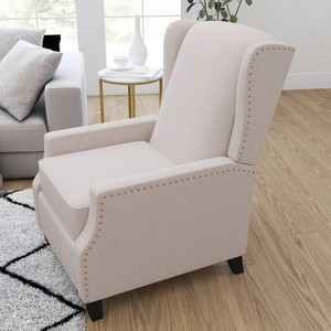 Contemporary Pushback Recliner with Accent Nail Trim Fabric Upholstery - Merrick Lane - 1 of 4