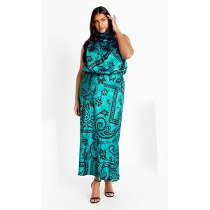 CITY CHIC | Women's Plus Size  Perri Print Dress - peacock - 22W - 1 of 4