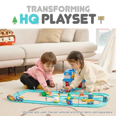 Robocar Poli Transforming Headquarters Playset + Decast Poli+Amber+Roy+Helly, Early Learning Educational Role Play Gift Set