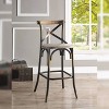 18" Zaire Bar Chair Antique Copper/Antique Oak - Acme Furniture: Vintage Style, Wooden Seat, Metal Frame - 2 of 4