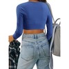 Nlife Women Casual Round Neckline Solid Color Long Sleeve Tassel Trim Crop Top - 2 of 4