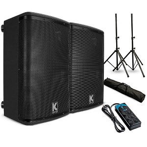 Kustom PA KPX10A 10" Powered Loudpeaker Pair with Stands and Power Strip - 1 of 4