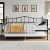 Metal Twin Daybed with Trundle Bed, Daybed with Love-Heart Headboard, Twin Size Day Bed with Pull-Out Trundle, for Living Room, Bedroom - 4 of 4