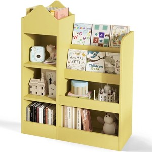Zevemomo 4 Tier Kids Bookshelf and Toy Storage, Wooden Children Bookshelf, Toy Storage with Bookshelf for Playroom,Classroom, Bedroom, Library,Yellow - 1 of 4