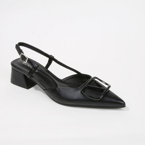 Berness Women's Clementine Pointed Slingback Block Heels with Statement Buckle - 1 of 4