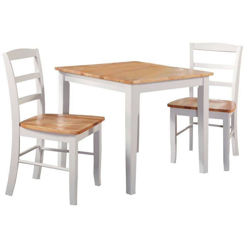 3pc Dining Table with 2 Ladderback Chairs White/Natural &#8211; International Concepts, 1 of 10