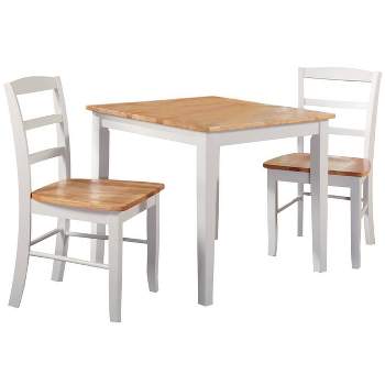 3pc Dining Table with 2 Ladderback Chairs White/Natural – International Concepts
