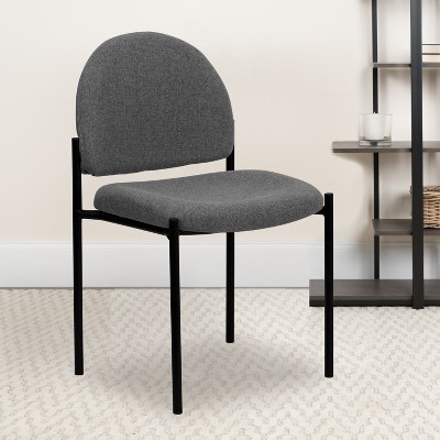 Gray Fabric and Black Metal Stackable Reception Chair