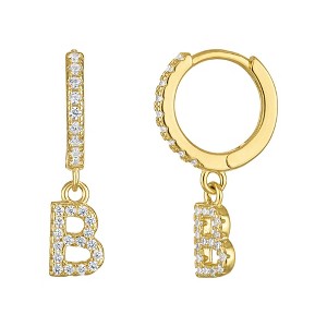 Junior Jewels 14K Gold Over Sterling Silver Cubic Zirconia Initials Drop Earrings - 1 of 2