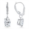 Pompeii3 2.07Ct TW Oval Diamond Dangle Lever Back Hoops 14k White Gold Lab Created - 2 of 3