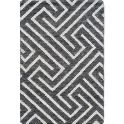 Santa Fe Hand-Knotted Charcoal & Silver Wool Area Rug