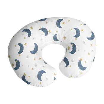 Sweet Jojo Designs Gender Neutral Support Nursing Pillow Cover (Pillow Not Included) Bear and Moon Blue Gold and White