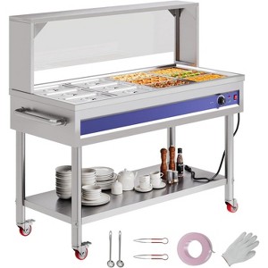 AMERLIFE Commercial Food Warmer Steam Table, Stainless Steel Electric Buffet Server with Lids & Food Tongs, Adjustable Temp Control, 110V - 1 of 4