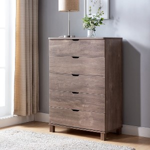 NicBex  5 Drawers Dresser for Bedroom,Modern Style Wooden Drawers with Cutout Handle,Dressers for Kids Room,Living Room,Entry and Hallway - 1 of 4