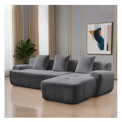 Racxily L-Shape Cloud Sofa, Modular Chaise with Deep Seat for Living Room & Apartment, No Assembly