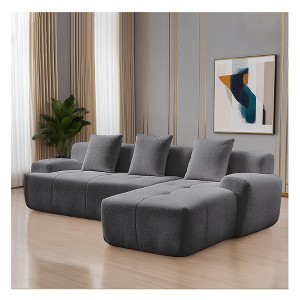 Racxily L-Shape Cloud Sofa, Modular Chaise with Deep Seat for Living Room & Apartment, No Assembly - 1 of 4